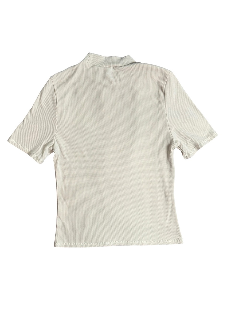 Vuori Ribbed Mock Neck Short Sleeve Top Cream Size Small - Picture 3 of 9